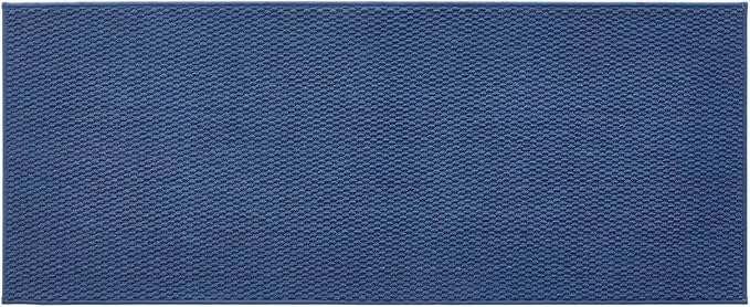 TYUU Bathroom Runner Rug, Long Bath Mat Washable Thin Quick Dry Low Pile Bathroom Runner Rugs 24 x 60 Non Slip, Navy Blue 24"x60"
