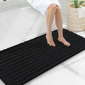 Smiry Bathroom Rugs Mat 47x20, Extra Soft Absorbent Chenille Bath Rugs, Non Slip Rubber Backing Machine Washable Quick Dry Bath Mats for Bathroom Floor, Tub, Shower, Home Decor Accessories, Black