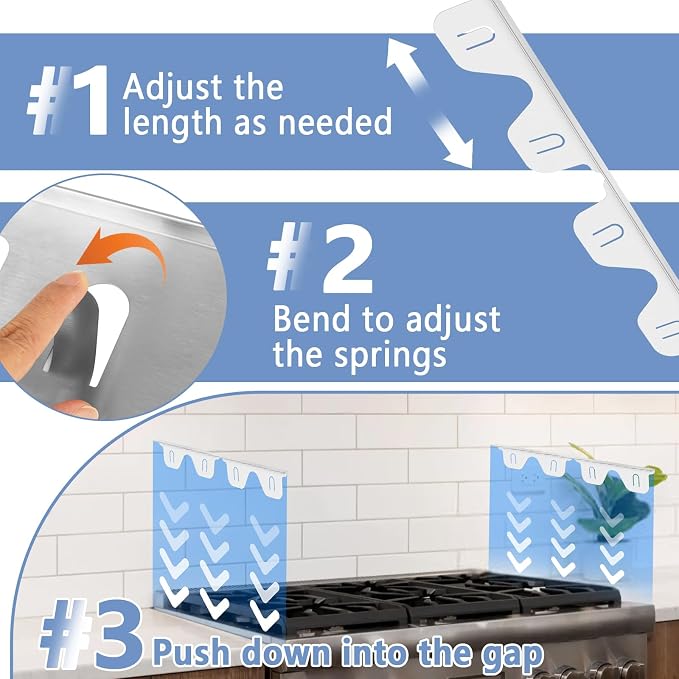 Stove Gap Covers Stainless Steel, 2 Pcs Stove Gap Filler for Counter Side Gap, Retractable Length 13.8" to 27.5"