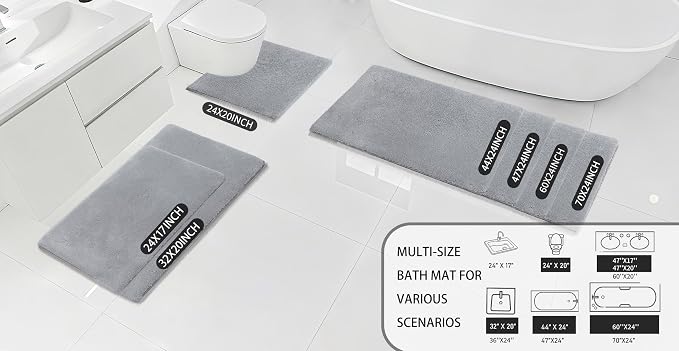 MINIDEAR Bathroom Rugs 32x20 Dark Gray - Thick Memory Foam Bath Mat, Ultra Soft & Plush Fluffy, Non-Slip, Quick Dry, Absorbent Washable Floor Microfiber Mat for Tub, Home Decor Accessories