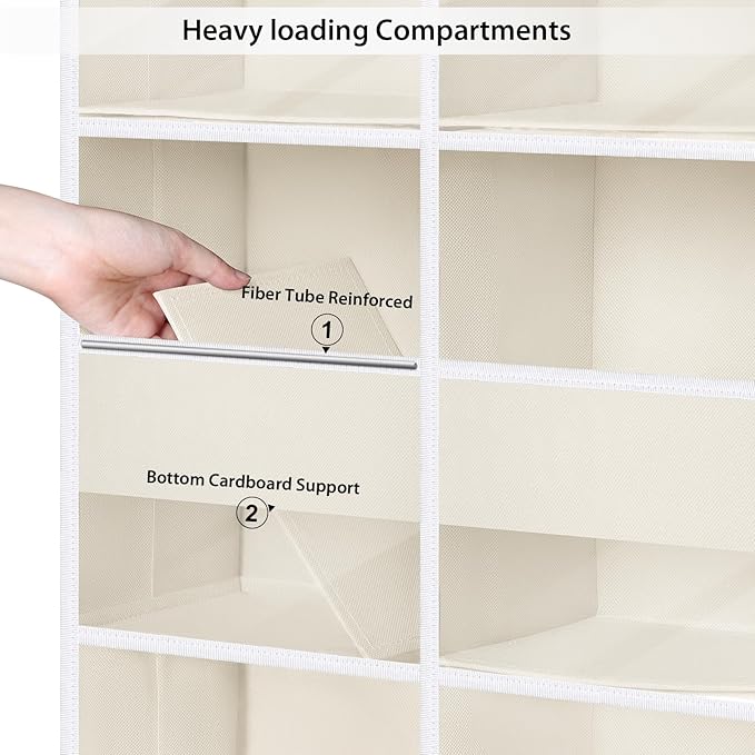 Univivi 5-Shelf Fabric Baby Door Storage Over Door Hanging Organizer with 8 Deep Pockets and 4 Small PVC Pockets Wall Mount Hanging Storage Organizers for Baby Essential (Beige)