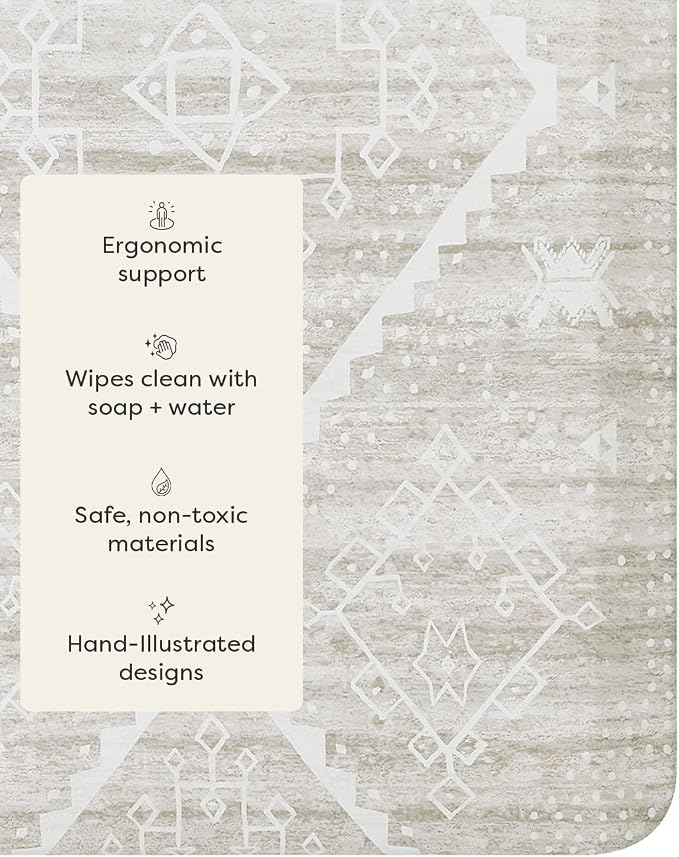 House of Noa Nama Standing Mat – Anti-Fatigue Kitchen Mats for Floor, Cushioned & Non-Slip Comfort Mat for Standing, Thick Foam Anti-Fatigue Mat for Kitchen & Workspaces, Ula Driftwood 22" x 72"