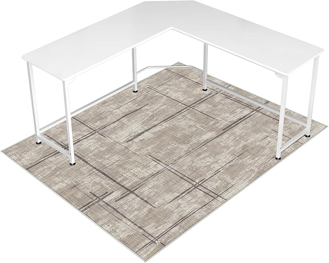 Office Chair Mat for Hardwood Floor&Tile Floor,48"X 60" Heavy Duty Desk Chair Mat for Hard Floors,Under Desk Rug for Rolling Computer Chair,Anti Slip,Low Pile Carpet Floor-Khaki