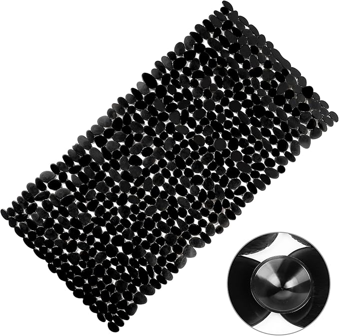 Vannokor Bath Mats for Bathroom Tub 35x16 Inch,Bath Mat for Tub Feels Great on Tired Feet, Friendly Machine Washable Shower Tub Mats with 167 Big Suction Cups,Shower Mat,Bath Tub Mat,Black