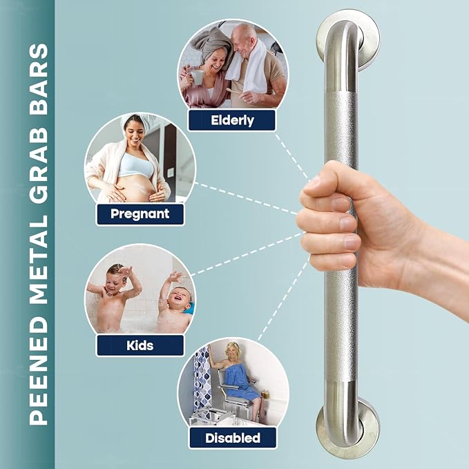 Highcraft Grab Bar for Bathtubs and Showers, Anti Slip Shower Grab Bars for Seniors and Elderly, Safety Bar for Bathroom 24" x 1.5" ADA Compliant Grab Bar, Heavy Duty Stainless Steel Shower Handle
