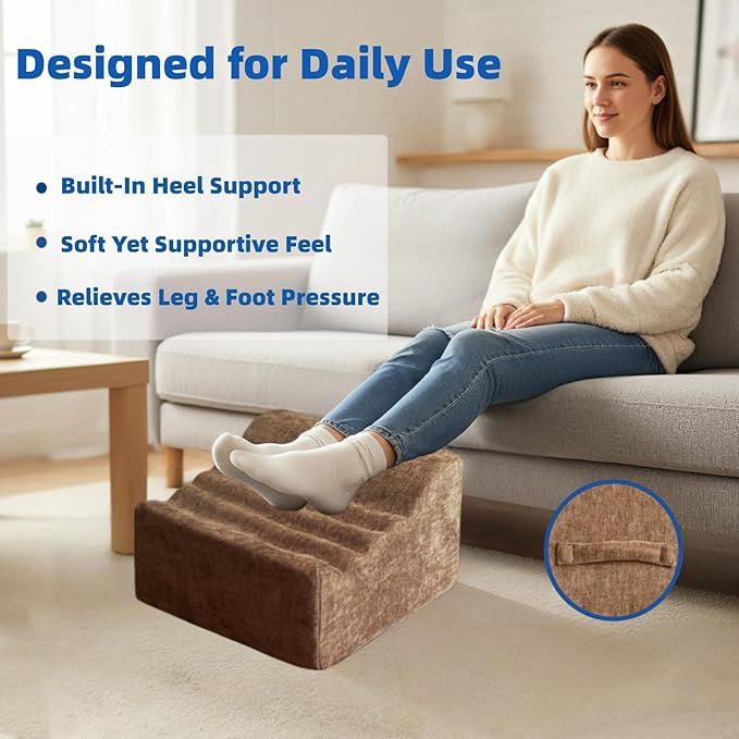 Foot Rest for Under Desk at Work, Non-Slip Office Foot Stool for Office Chair, Gaming Chair & Sofa, Leg Elevation Support for All-Day Comfort (Brown)