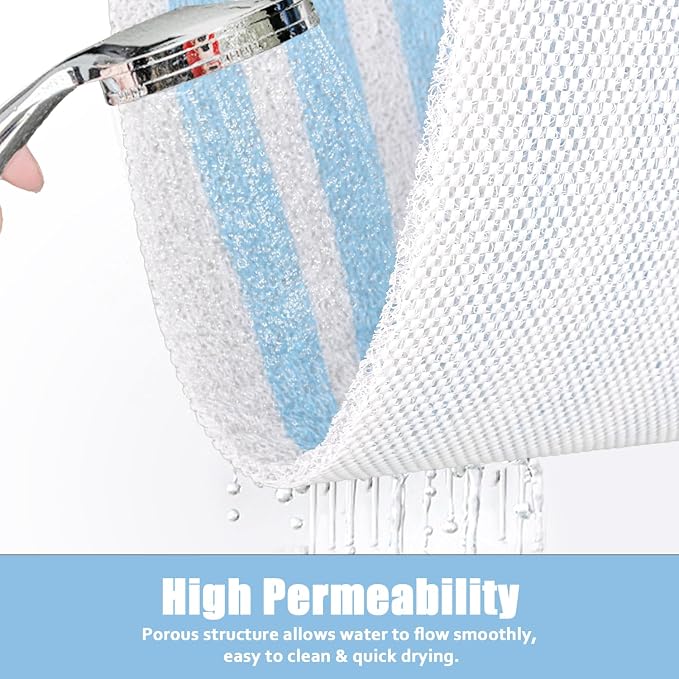 Non Slip Shower Mat, 24x24 Inch, Soft Comfortable Shower Floor Mat with Drain, PVC Loofah Bath Mat for Shower, Bathroom and Wet Areas, Quick Drying Easy Cleaning