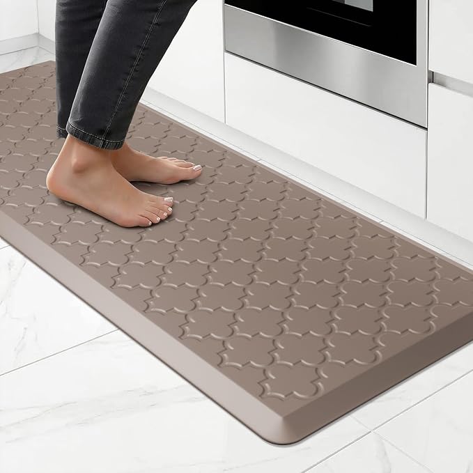 Kitchen Mat Cushioned Anti Fatigue for Floor, Non-Slip Waterproof Comfort Rug for Kitchen Sink, Standing Desk & Laundry, 17.3"x39", Khaki
