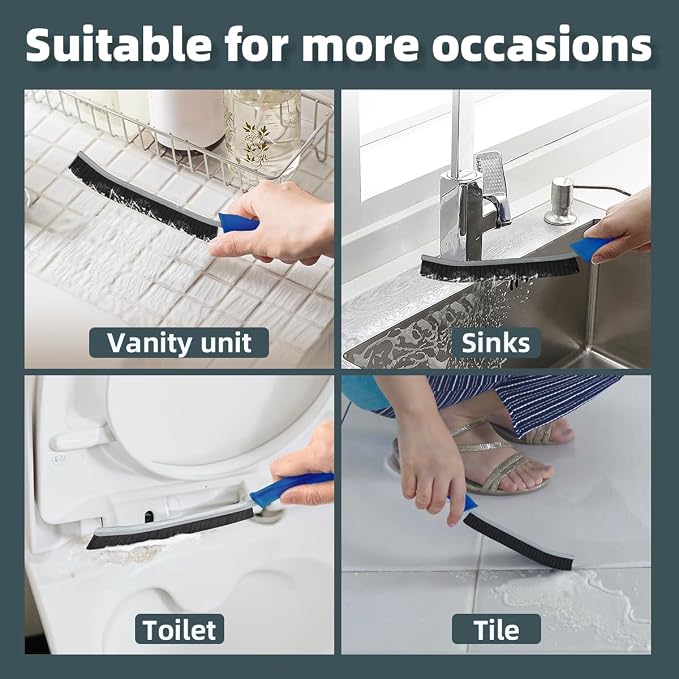 TQRR Toilet Brush, 2 Pcs Bathroom Cleaning Brush, Toilet Scrubber, Deep Toilet Bowl Brush with Hanging Hole, Multifunctional Gap Cleaning Brush, Bristles for Kitchen Sinks, Tub,Shower (2, Navy Blue)