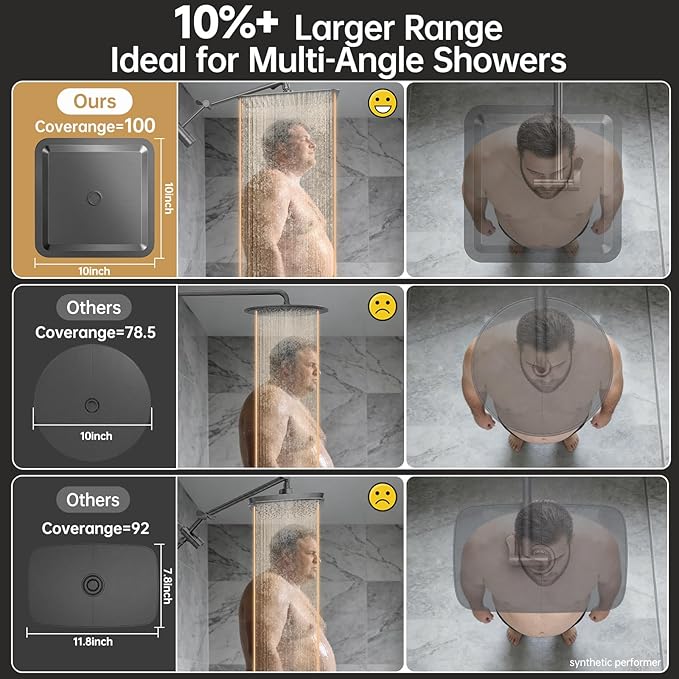 Veken All Metal 10" Shower Head with Handheld, Luxurious Square Double Rain Shower Heads with Spray Combo, Dual High Pressure Detachable Rainfall Showerhead with Extension Arm, Long Hose,Gunmetal Gray