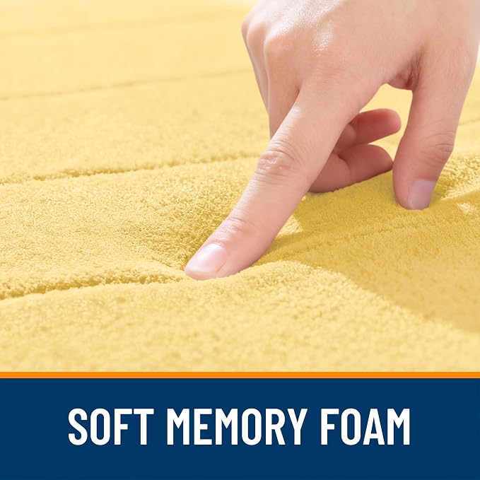 OLANLY Memory Foam Long Bathroom Rugs Runner 47x24, Super Soft Absorbent Bath Mat, Quick Dry, Machine Washable Shower Floor Rugs, Bathmat Carpet, Bathroom Home Decor Accessories, Yellow