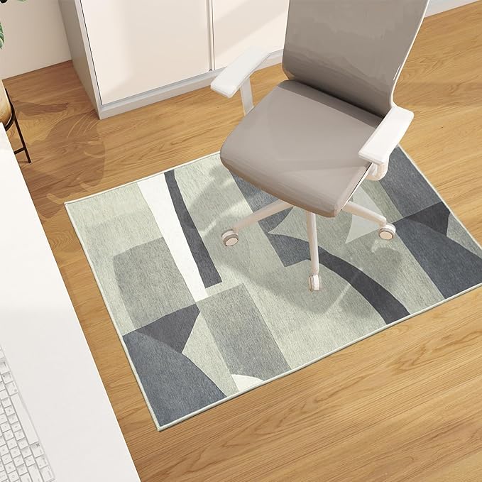 Office Chair Mat for Hardwood Floor, 48"x36" Easy Glide Computer Desk Mat Protector for Rolling Chair Under Desk Rug Nonslip Backing, Machine Wash (Modern)