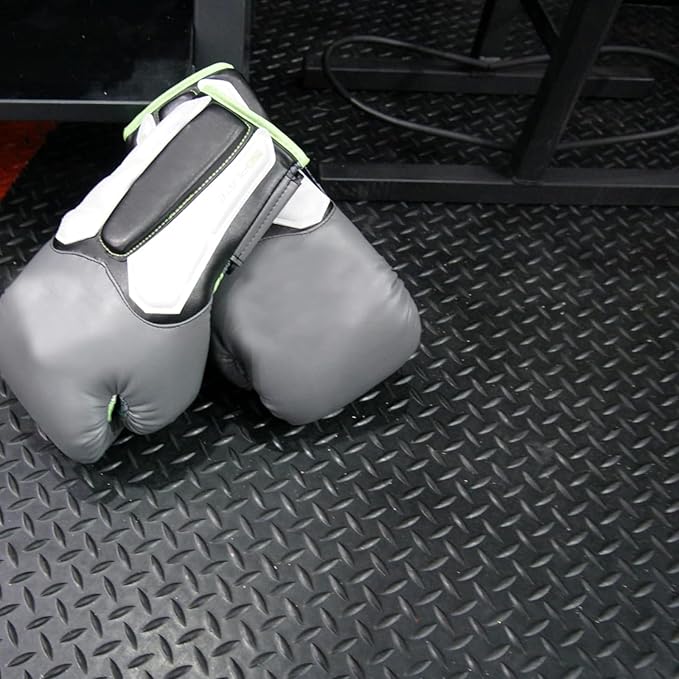 Anti-Slip Rubber Diamond Floor Mat - Durable, Non-Skid, Waterproof Floor Protection for Home, Gym, Garage, and Vehicles - 2.5 mm x 4 ft x 6 ft Rolls - Black (4x15 FT)