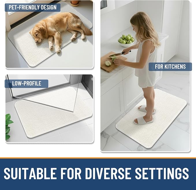 Arotive Bathroom Rugs 24" x 16", Ultra Soft Absorbent Chenille Bath Rugs, Non-Slip Rubber Backing, Machine Washable Bath Mats for Bathroom Floor, Tub and Shower, Home Decor Accessories, Ivory