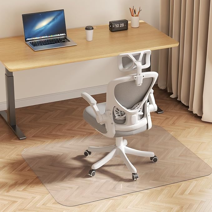 Delamu Office Chair Mat for Hardwood Floor, 30"×48" Office Computer Desk Chair Mat, Clear PVC Heavy Duty Floor Protector Mats for Rolling Chairs, Only for Hard Floor (30"×48" Rectangular)
