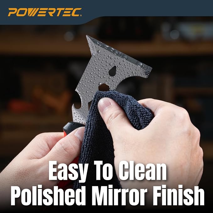 POWERTEC 9-in-1 Painter's Tool w/ 3 Inch Stainless Steel Putty Knife | Straight Scraper, Grout Remover, Roller Cleaning, Can Opener, Bottle Opener, Nail Puller, Screwdriver, 3/8" & 1/4" Wrench (72067)