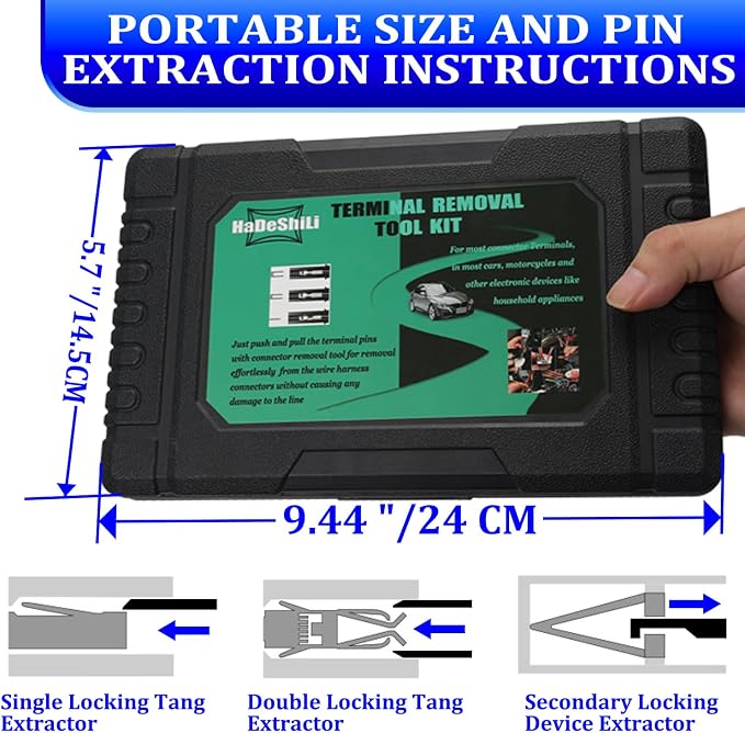 41 Pcs Terminal Pin Removal Tools with Blow-Molded Case - Electrical Pin Removal Tools Automotive Depinning Tool Kit for Automotive & Household Devices Most Connector, Blue