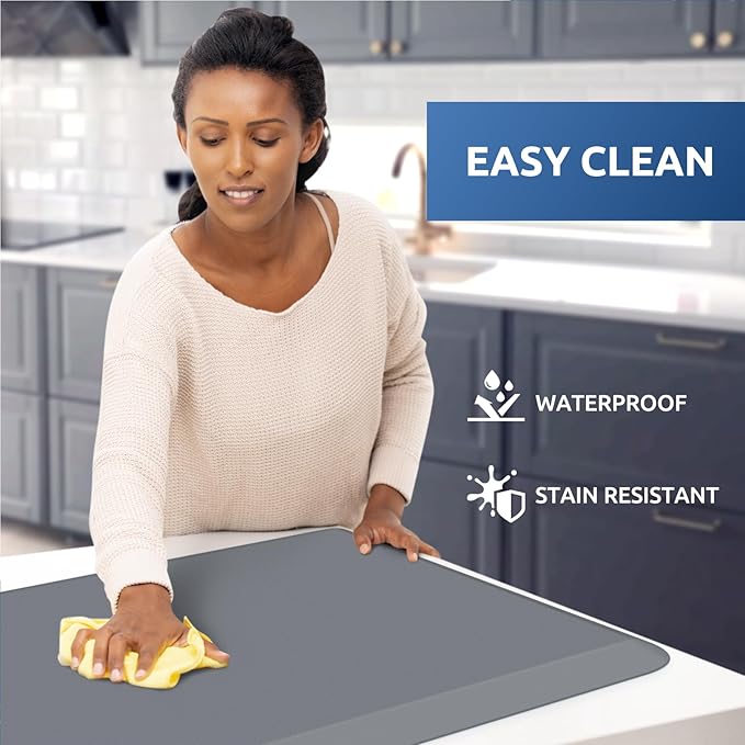 KitchenClouds Kitchen Mat Cushioned Anti Fatigue Rug 22"x54" Water Resistant, Non Slip, Standing and Comfort Desk/Floor Mats for House Sink Office (Grey,0.8inch)