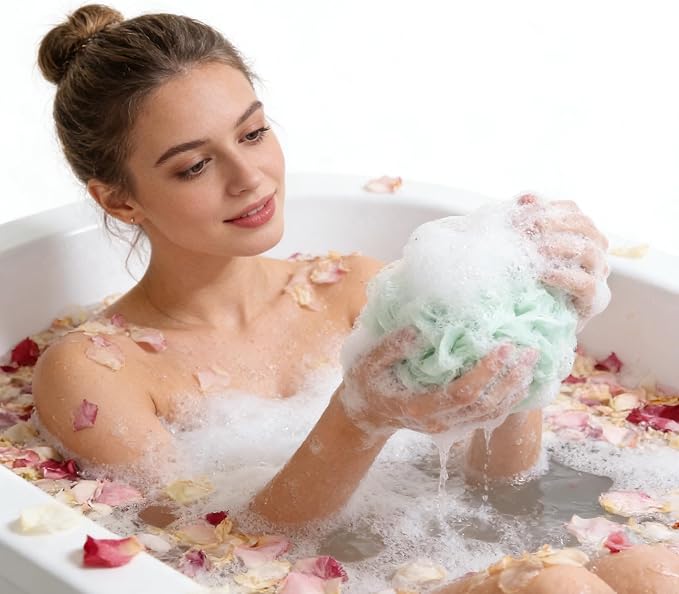 Loofah Sponge 4 Pack, 60G Soft Loofa Bath Sponges Luffa for Shower Women Men