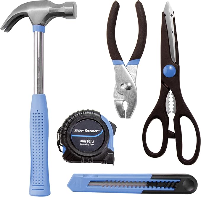 CARTMAN Home Tool Set Kit, Basic Household Hand Tools with Storage Case Light Blue