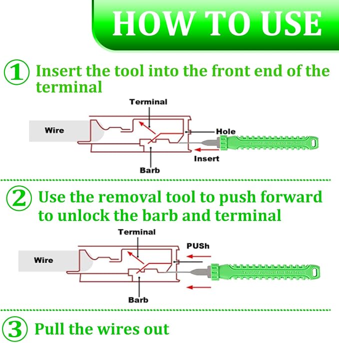 41 Pcs Terminal Pin Removal Tools with Blow-Molded Case - Electrical Pin Removal Tools Automotive Depinning Tool Kit for Automotive & Household Devices Most Connector, Green