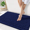Smiry Bathroom Rugs Mat 32x20, Extra Soft Absorbent Chenille Bath Rugs, Non Slip Rubber Backing Machine Washable Quick Dry Bath Mats for Bathroom Floor, Tub, Shower, Home Decor Accessories, Navy Blue
