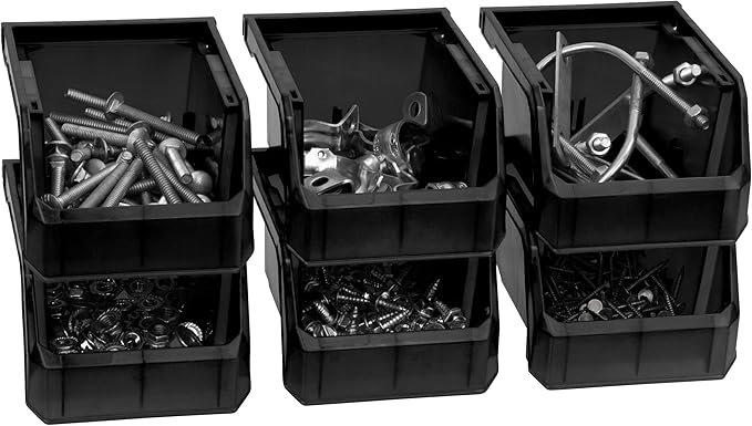 ReadySpace Plastic Containers for Organizing and Storage Bins for Drawers, Desks, Office Organization, and Garage, Stackable Bins, Extra-Small (3" x 5" x 4"), 12-Pack, Black