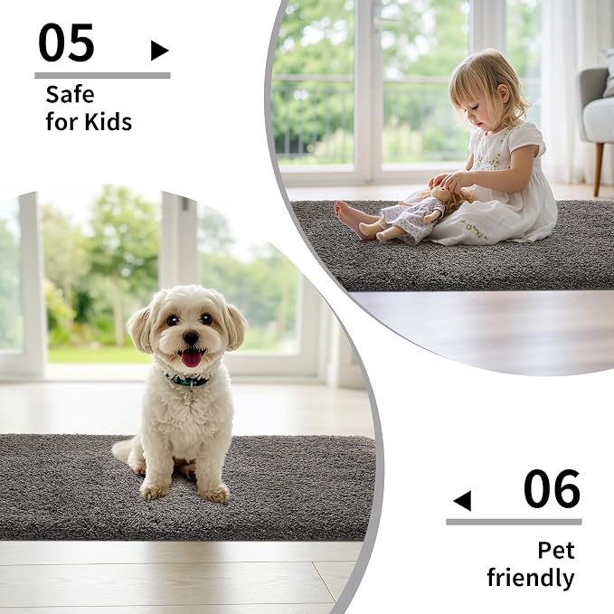 Disolla Bathroom Rug 17x24 - Non-Slip Plush Small Bath Mat, Highly Absorbent & Ultra Soft Fluffy Floor Mat, Machine Washable for Shower and Tub, Dark Grey