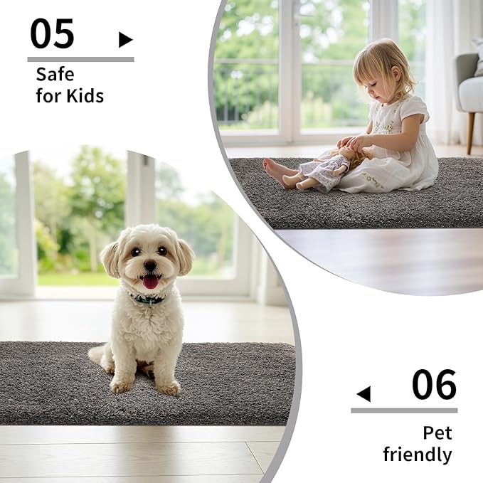 Disolla Bathroom Rug 20x32 - Non-Slip Plush Thick Bath Mat, Highly Absorbent & Ultra Soft Fluffy Floor Mat, Machine Washable for Shower and Tub, Dark Grey