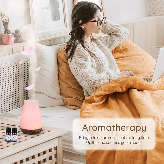 Aromatherapy Essential Oil Diffuser for Room: Air Humidifier Aroma Scent Cool Mist Diffusers Colorful Light Cute Mini Small Waterless Auto Off Ultrasonic for Home Bedroom
