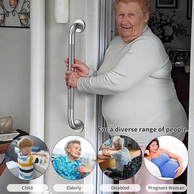 3 Pack Handicap Grab Bar Bundle,Munzong 16" 24" 32" Brushed Nickel Bathroom Bar for Shower, 1.25" Diameter Anti Slip Commercial Stainless Steel Balance Bar,Safety Hand Rail for Elderly Injury Senior