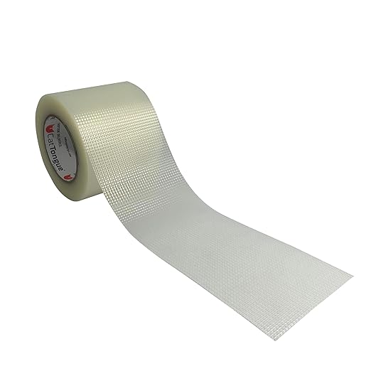 CatTongue Grips Non-Abrasive Grip Tape Roll - 4” Wide Heavy-Duty, Waterproof Anti-Slip Tape for Commercial & Industrial Use - Ramps, Stairs, Walkways - Indoor & Outdoor Non-Skid Solution (Clear, 30ft)