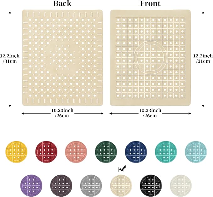 WILLKOMMEN Kitchen Sink Mat, 12" x 10" Rectangular Sink Protector Pad, Fast-Draining Grid Design Liner, Dish Drying Mat 2 Pack Beige
