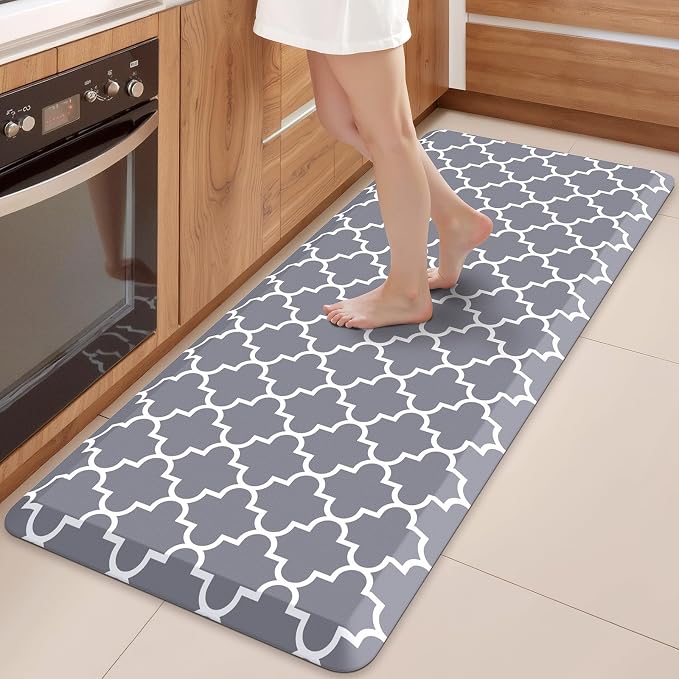 WISELIFE Anti Fatigue Floor Mat - 4/5 Inch Thick Kitchen Mat Non Slip Waterproof Heavy Duty Ergonomic Comfort Mat Durable for Home, Office, Sink, Laundry,(22" x 54", Grey)