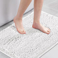 H.VERSAILTEX Pure White Bath Mat Bathroom Rug Bath Rugs for Bathroom Non Slip Bath Mats Extra Thick Chenille Rug 17" x 24" Absorbent Soft Shaggy Washable Dry Fast Plush Rugs for Bathtubs