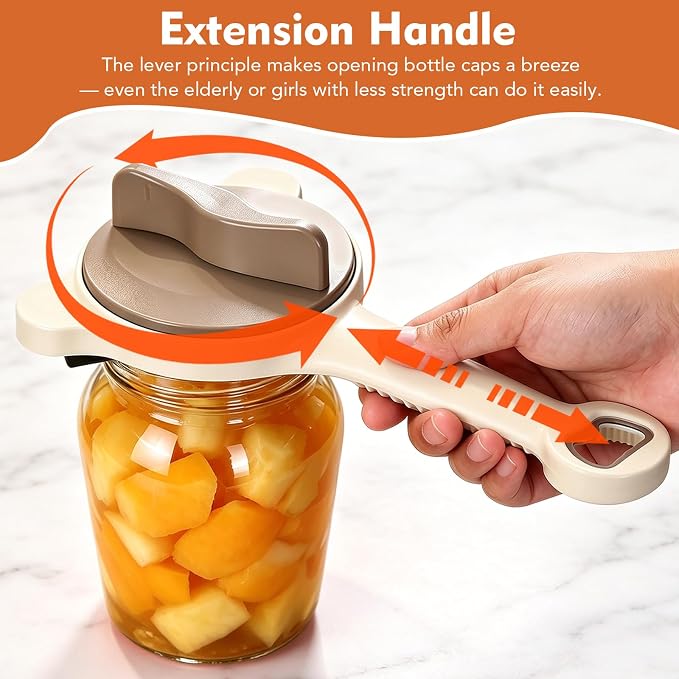 4 in 1 Multi-Purpose Jar Opener,Adjustable Stainless Steel Jar Opener for Weak Hands Seniors & Arthritis Sufferers,Multi Size Lid Tool for Jars Cans Wine Bottles, Home Kitchen Helper
