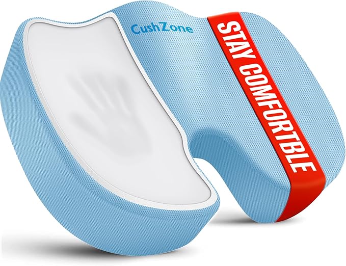 CushZone Seat Cushion, Office Chair Cushions, Car Seat Cushion, Non-Slip Sciatica & Back Coccyx Tailbone Pain Relief Chair Pad, Memory Foam (Light Blue)