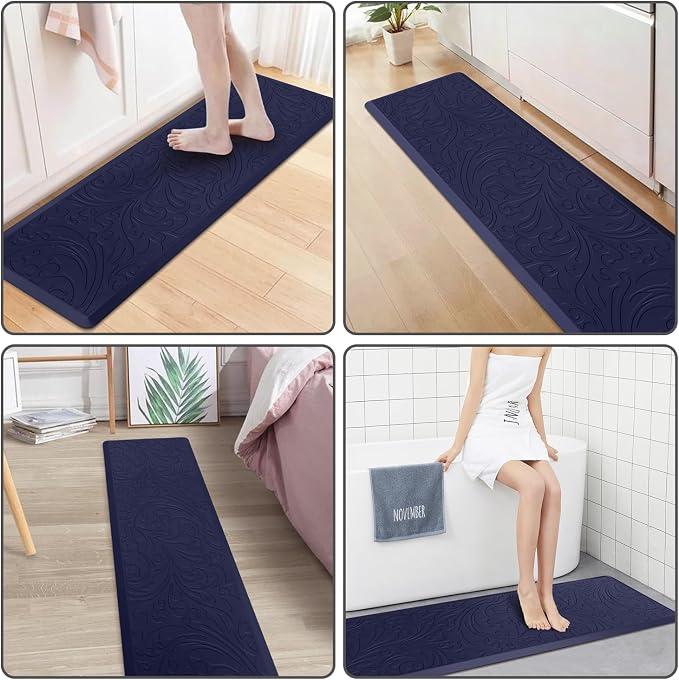 KMAT Kitchen Mat Cushioned Anti-Fatigue Waterproof Non-Slip Standing Mat Ergonomic Comfort Rug for Home,Office,Sink,Laundry,Desk 17.3" (W) x 60"(L),Blue