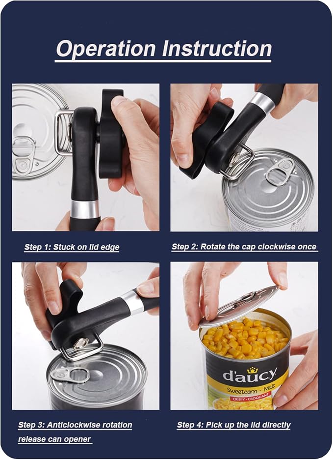 2025 New Professional Manual Can Opener, Can Openers for Seniors, Handheld Can Opener Smooth Edge, Hanging Portable Healthy Essential Kitchen Tool, Durable Classic Single Handle