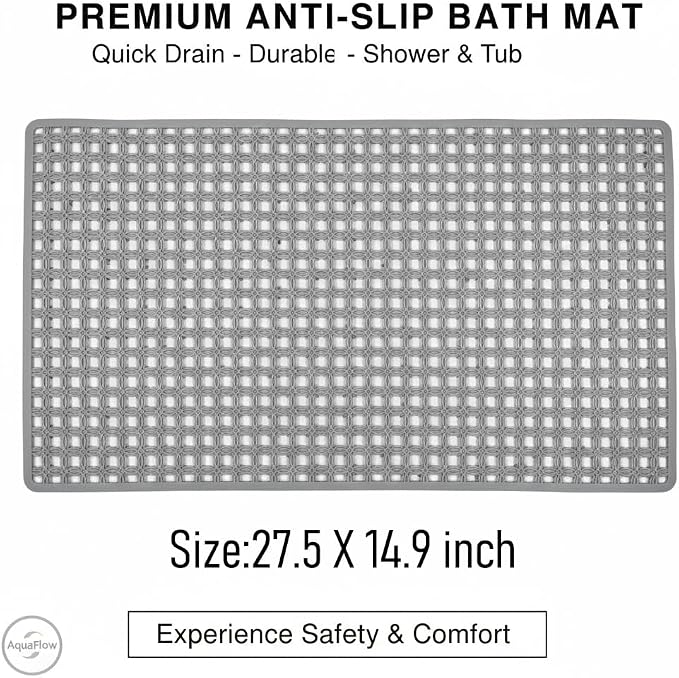 BEEHOMEE Bath Mats for Tub Kids,Baby Toddler - Large Cartoon Non-Slip Bathroom Bathtub Anti-Slip Shower Mats for Floor 27x15,Machine Washable XL Size Bathroom Mats (Grid Pattern 9)