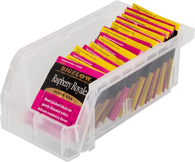 ReadySpace Plastic Containers for Organizing and Storage Bins for Drawers, Desks, Office Organization, and Garage, Stackable Bins, Small (3" x 7" x 4"), 12-Pack, Clear
