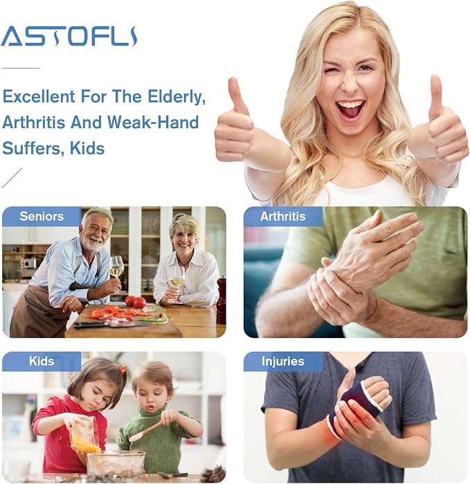 Astofli 5 Pack Jar Opener For Seniors With Arthritis, Easy Twist Lid Opener Jar Opener For Opening Jars With 2 PCS Rubber Jar Gripper, Multi Can Openers Prime For Seniors With Arthritis