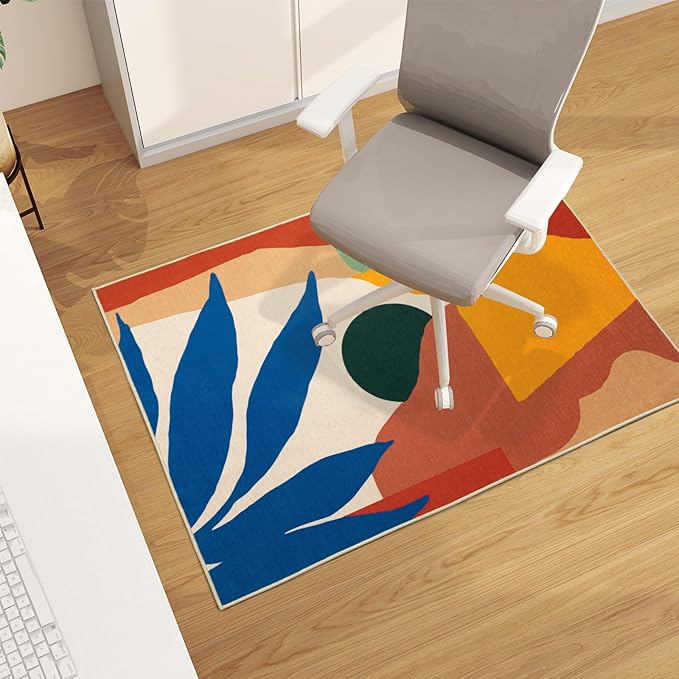 Office Chair Mat for Hardwood Floor, 48"x36" Easy Glide Computer Desk Mat Protector for Rolling Chair Under Desk Rug Nonslip Backing, Machine Wash (Modern)