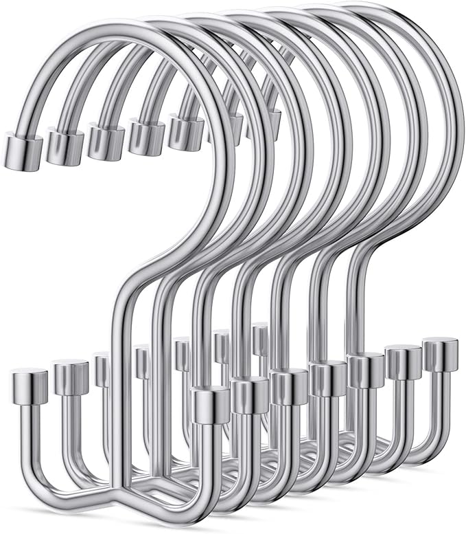 Goowin Shower Curtain Hooks, Shower Curtain Rings, Durable Rust Proof Shower Curtain Hangers, Shower Rings for Curtain, Double Glide Shower Hooks for Shower Curtain, Chrome, 24 Pack-Cylinders