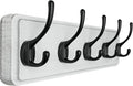 SKOLOO Rustic Wall Mounted Coat Rack, Pine Solid Wood Coat Hook Hanger - 5 Hooks for Hanging Clothes Robes Towels Coats