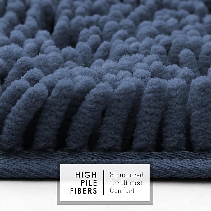 Hearth & Harbor Bathroom Rugs, Chenille Bath Mat - Machine Washable Bath Mats for Bathroom Non-Slip Backing Rubber, Quick Dry Bathroom Mat