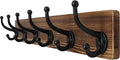 WEBI Rustic Coat Rack Wall Mount,24" Long 6 Cast Iron Coat Hooks Wall Mounted,Heavy Duty Wood Wall Coat Hanger Hooks for Hanging Coats,Jacket,Clothes,Backpack,Farmhouse,Brown