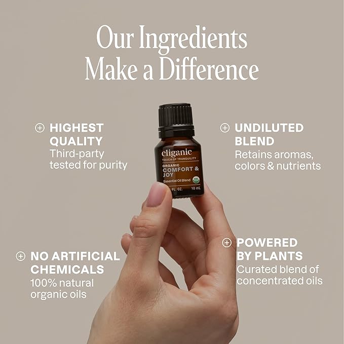 Cliganic Comfort & Joy Essential Oil Blend - Natural Aromatherapy Oil for Diffuser Steam Distilled | Non-GMO Verified