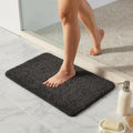 TYUU Bathroom Rugs Non Slip Washable, Ultra Soft Super Absorbent Quick Dry Small Bath Mat with Rubber Backing for Bathroom Floor, Shower, or Sink, Dark Grey 16" x 24"