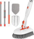 SetSail Tile Tub Scrubber Brush 3-in-1 Shower Scrubber with 52-inch Adjustable Long Handle Shower Cleaner Brush and 3 Detachable Replacement Brush Heads for Cleaning Bathroom Kitchen Walls Tub Tile
